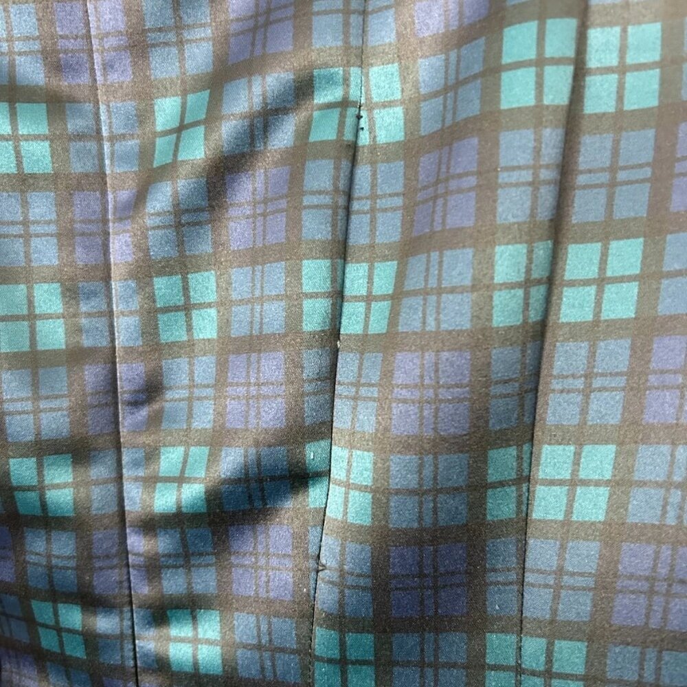 Brooks Brothers 346 Fit & Flare Dress Womens 8 Petite Blue Tartan Plaid Back Zip - Picture 8 of 8